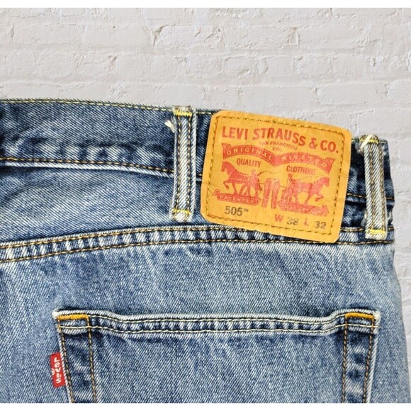 Mens Levis 505 Regular Fit Straight Leg Jeans Mens 38x32 Western Farm - Picture 8 of 10